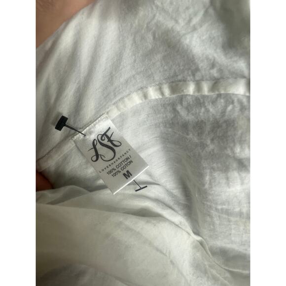 Anthropologie M LOVESHACKFANCY Striped Isla Midi Dress Long Sleeve White Blue - Picture 8 of 10